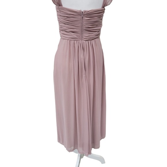 Birdy‎ Grey Ruched Chiffon Sweetheart Neck Bridesmaid Formal Dress Small Mauve - Picture 9 of 11